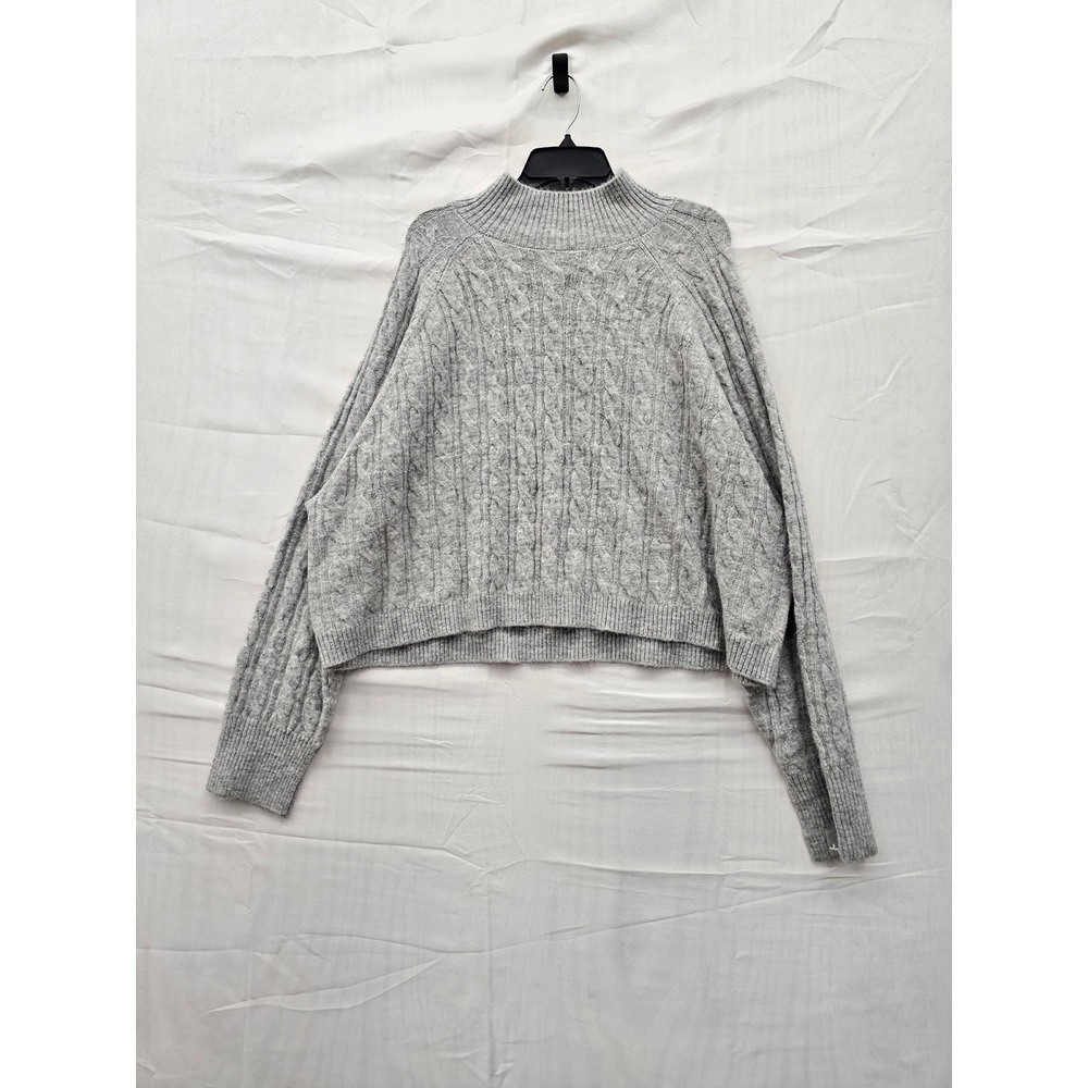 JoyLab Heather Gray Cable Knit Mock Neck Pullover Sweater XXL 309120653
